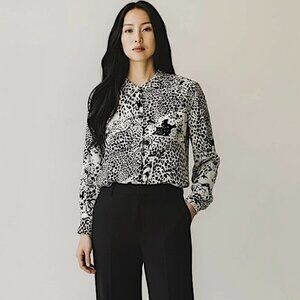 Vintage ESCADA Silk Aloha Cheetah Print Button Up Shirt